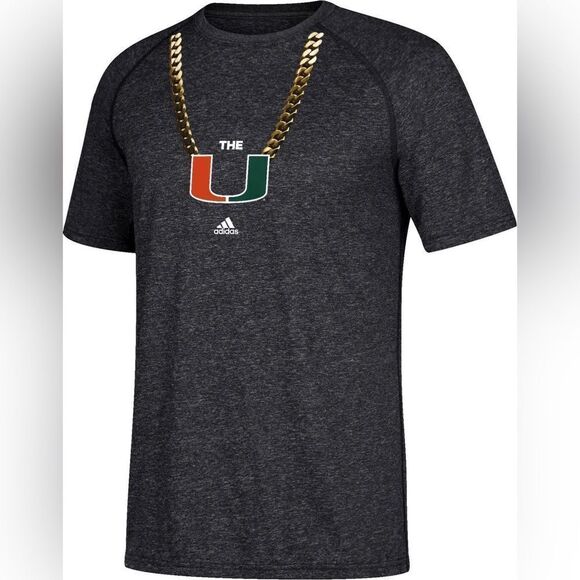 Mens Adidas Heather Dark Grey Miami Hurricanes Turnover Chain Ultimate T-Shirt - Picture 1 of 6